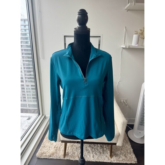 Layer 8 Turquoise Long Sleeve Quarter Zip Athletic Top Size Large - Picture 1 of 5